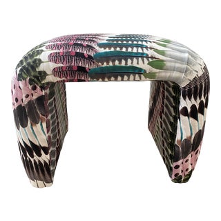 Vintage Waterfall Ottoman / Stool in Designer Fabric - 1 of 2 For Sale
