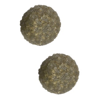 Murano Glass Flower Flushmounts from Seguso, 1960s, Set of 2 For Sale