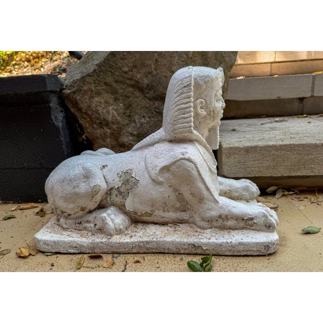 Pair of Early 20th Century Sphinx Garden Statues For Sale - Image 4 of 5