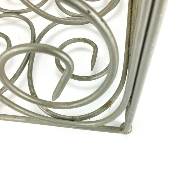 Vintage Pewter Tone Metal Lockable Wine Bottle Holder For Sale In Portland, ME - Image 6 of 11