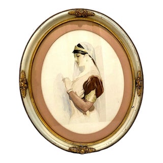 Traditional 1930s Watercolor Portrait of a Greek Maiden, the “Lady of Lefkada” For Sale