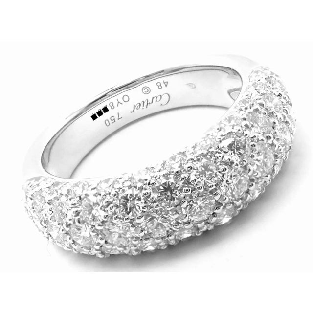 Contemporary Cartier Etincelle De Cartier 18k White Gold Diamond Band Ring, size 4.5 For Sale - Image 3 of 10