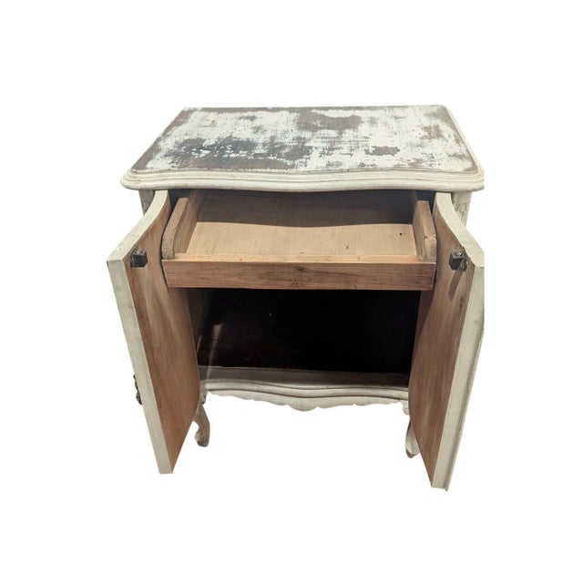 Antique Distressing Rustic French Provincial Style Table With Cabriolet Legs For Sale - Image 4 of 12