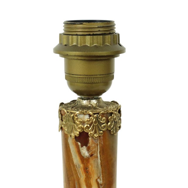 Onyx and Brass Column Table Lamp, 1950s For Sale - Image 12 of 17