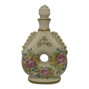 Mid 20th Century Bethwood Royal China Decanter Bottle With Stopper With Hand-Painted Floral Design
