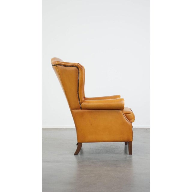 Wing Chair in Cowhide Leather For Sale - Image 3 of 12