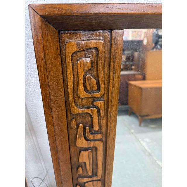 United Furniture Corporation Mid-Century Modern United Tiki Walnut Mirrors - Set of 2 For Sale - Image 4 of 5