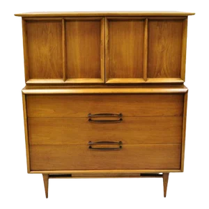 Mid 20th Century Kent Coffey Eloquence Mid Century Modern Walnut Tall Chest Highboy Dresser
