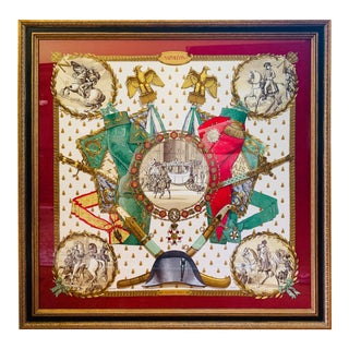 Framed Hermès Napoleanic Scene Scarf For Sale