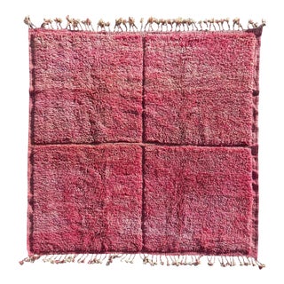 Moroccan Checkered Pink Wool Rug For Sale