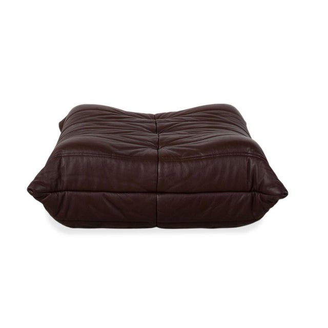 Togo Ottoman in Brown Leather by Michel Ducaroy for Ligne Roset For Sale - Image 12 of 15