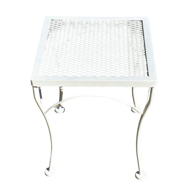 1950s Refinished Mid-Century Wrought Iron Outdoor Patio Scrolling Side Table, Woodard, Attributed For Sale In Los Angeles - Image 6 of 6