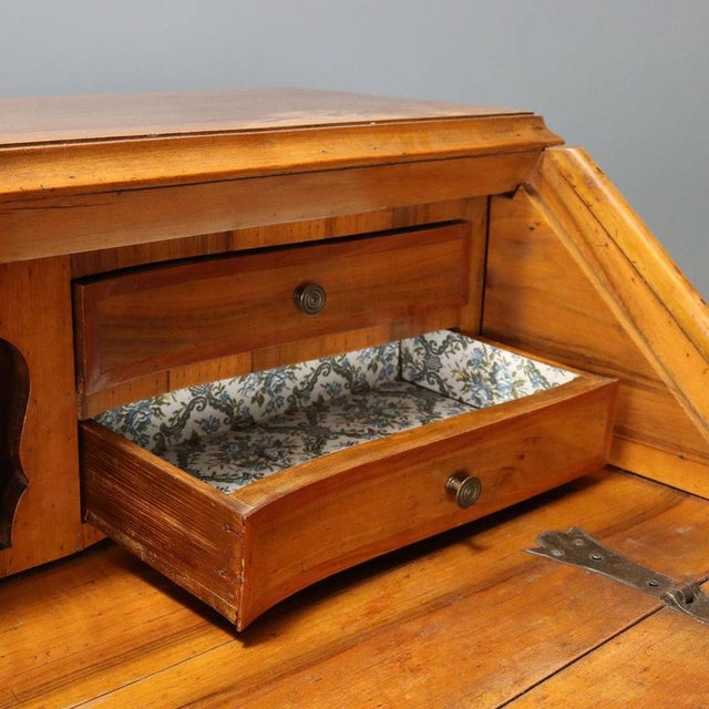 Wood Walnut Bureau with Cherry Inlay For Sale - Image 7 of 13