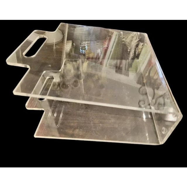 Plastic Vintage Lucite Mid Century Modern Magazine Holder Stand For Sale - Image 7 of 7