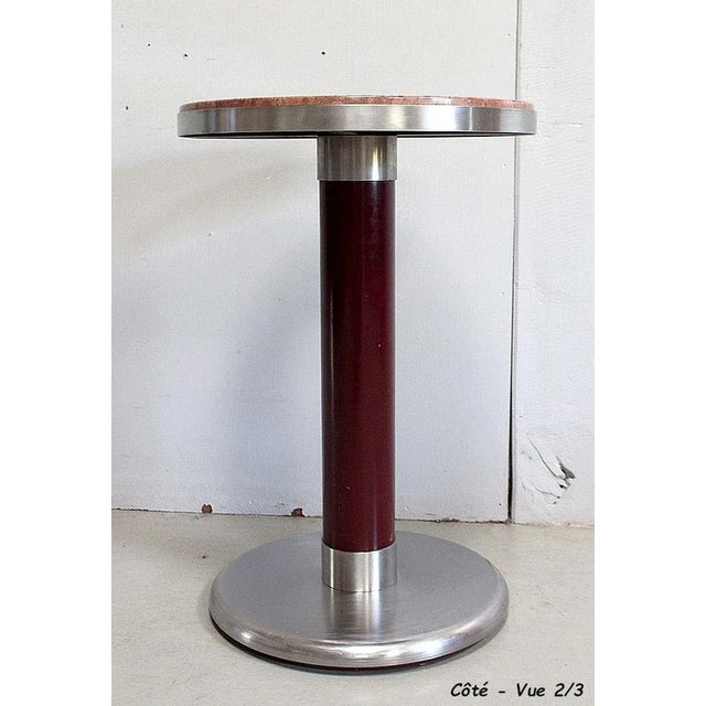 Small Circular Brushed Stainless Steel Pedestal Table, 1920s For Sale - Image 17 of 18