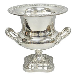 Mid 20th Century English Regency Silver Plated Trophy Cup Urn Champagne Chiller Ice Bucket by BSC For Sale