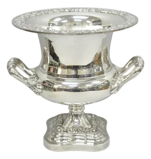 Mid 20th Century English Regency Silver Plated Trophy Cup Urn Champagne Chiller Ice Bucket by BSC