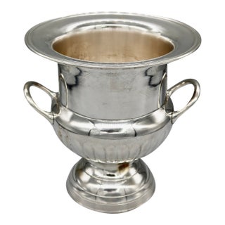Vintage Silverplate Champagne or Wine Cooler | Loop Handles, French, Mid-Century For Sale