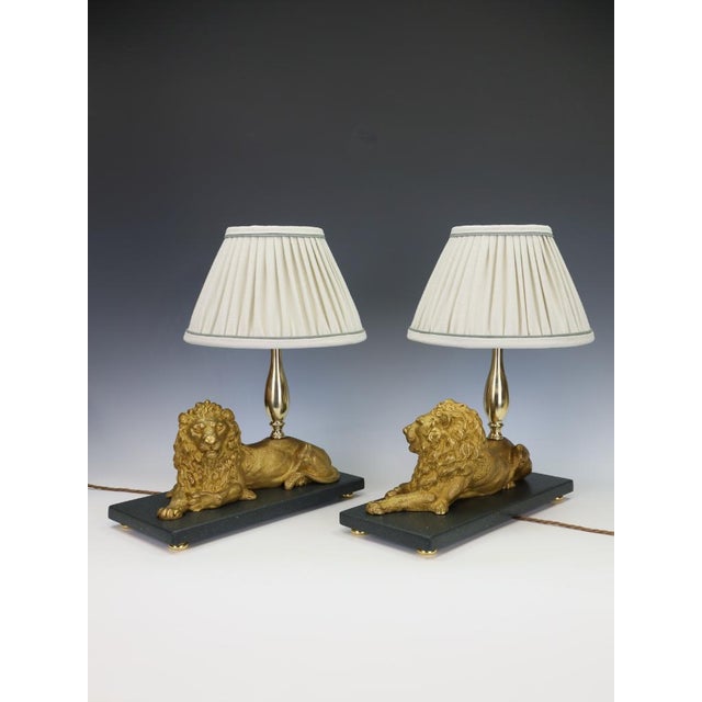 Gilt Bronze Lion Table Lamps attributed to Henri Picard, Paris, 1860s, Set of 2 For Sale - Image 11 of 18