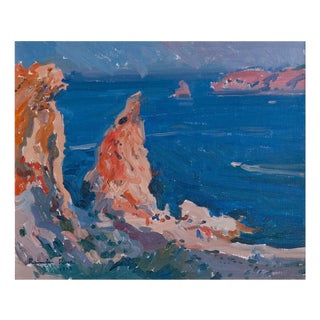 Raimon Roca, Colourist Impressionist Coastal Cliffs, 1980s, Oil on Canvas For Sale