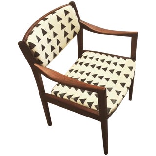 Mid Century Danish Chair in African Mudcloth For Sale