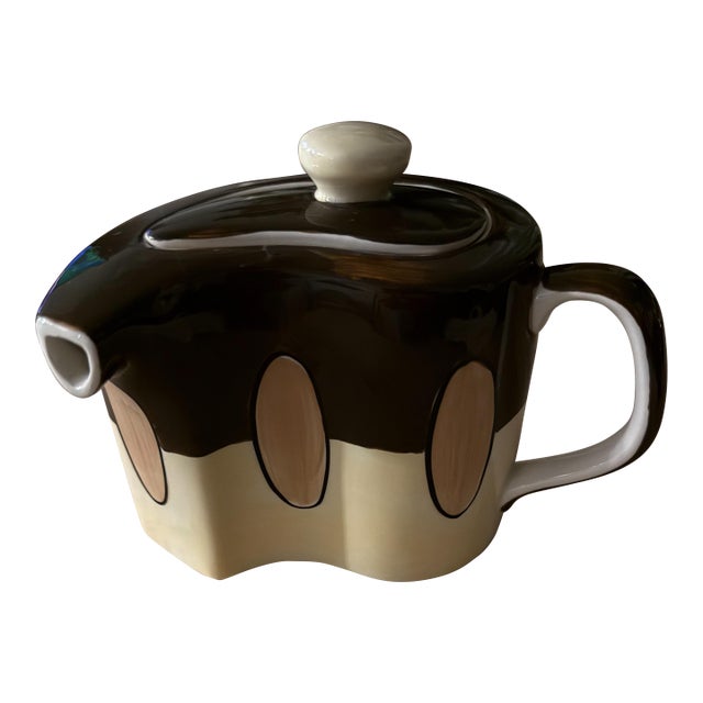 Vintage Hand-Painted Postmodern Ceramic Teapot by Herman Dodge & Son For Sale
