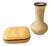Mid Century Italian Golden Alabaster Box and Vase Set For Sale