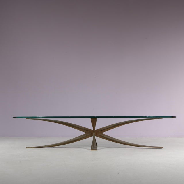 Brown Brass Coffee Table by Michel Mangematin & Roger Bruny, 1960s For Sale - Image 8 of 10