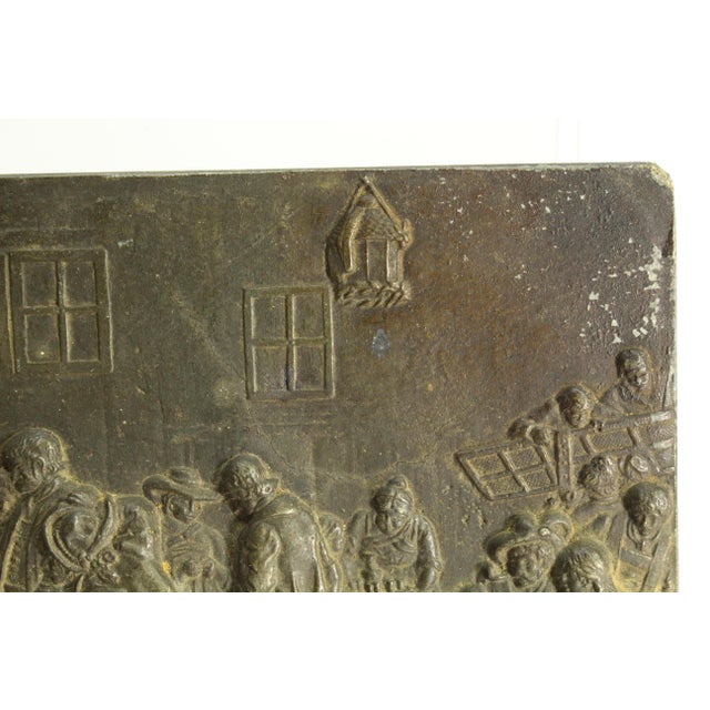 19th Century Tyrolean Dancing Hall/Tavern Bucolic Scene Pewter Plaque in High Relief For Sale - Image 9 of 12