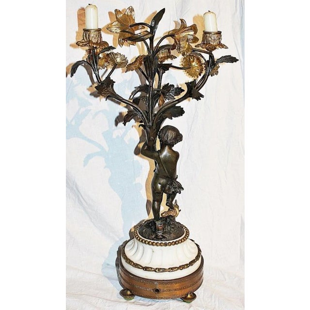 Bronze French Dore'-Bronze Candleabras - A Pair For Sale - Image 8 of 11