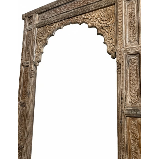 Antique Carved Indian Jharokha Arch Doorway | Old World Architectural Salvage 108 For Sale - Image 4 of 5