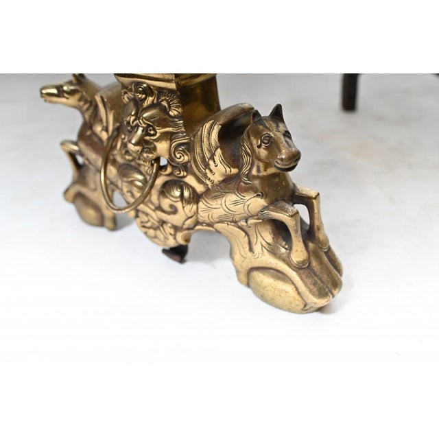 Metal Regency Brass Andirons, Set of 2 For Sale - Image 7 of 11