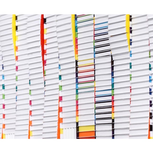 Françoise Luciani, Large Wavy White Square, Paper collage on Feather Board For Sale - Image 3 of 7