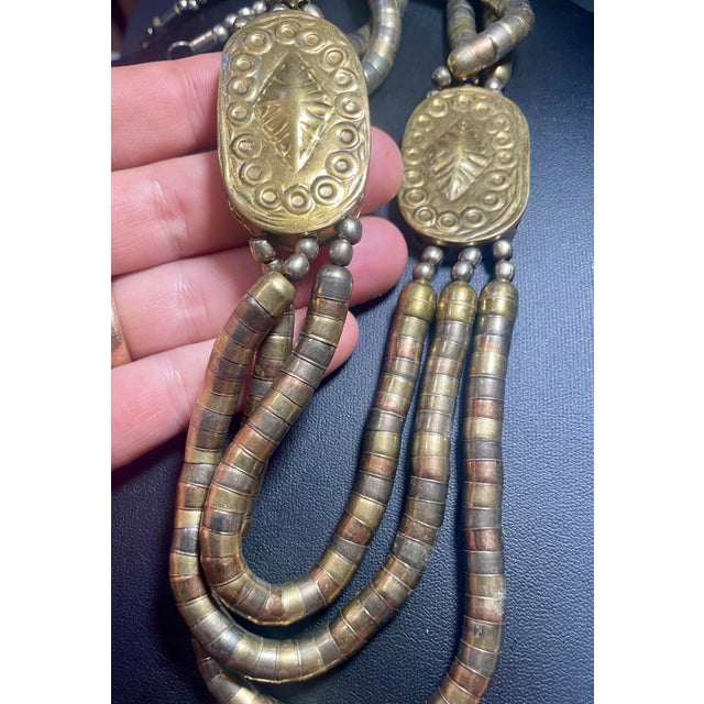 Mid 20th Century Tribal Talismanic Necklace With Hollow Body Brass Hirz Pendants and Mixed Metal Beads From Kashmir, Northern India For Sale In South Bend - Image 6 of 6