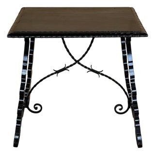 Baroque Spanish Side Table with Lyre Legs, 1890 For Sale