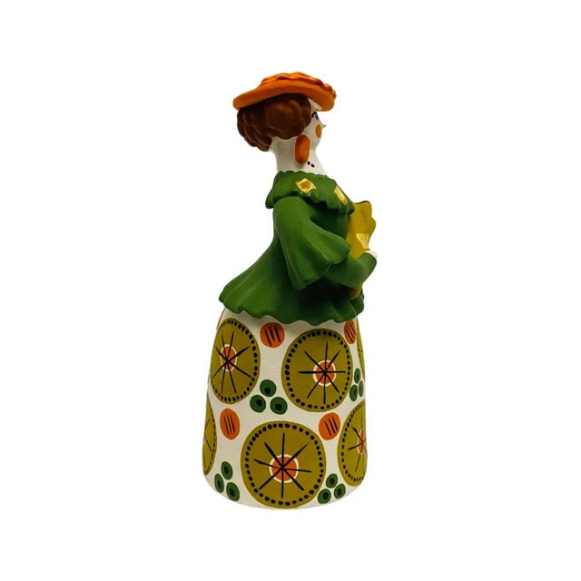 Vintage Russian Dymkovo Doll Female Folk Art Pottery | Chairish