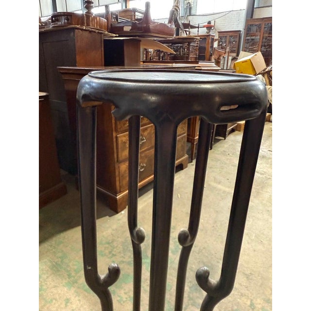 Wood Art Nouveau Carved Wooden Plant Stand For Sale - Image 7 of 9