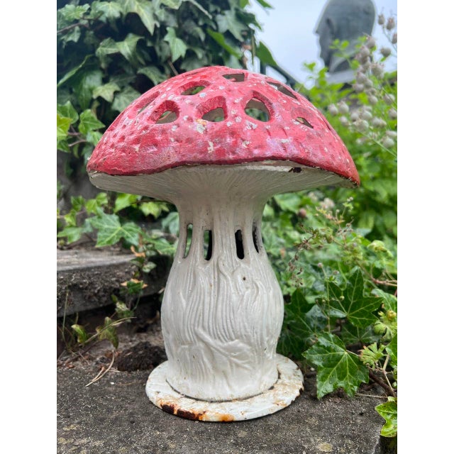 Vintage Cast Iron Mushroom Candle Garden Lantern For Sale - Image 9 of 9