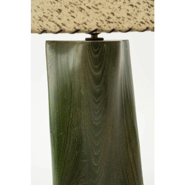Modern Green-Dyed Carved Wood Table Lamp For Sale - Image 11 of 13