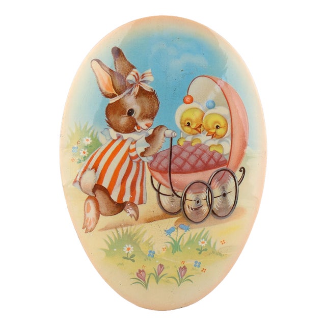 Vintage Tin Cote Dor Easter Can with Rabbit and Ducks, 1930s For Sale