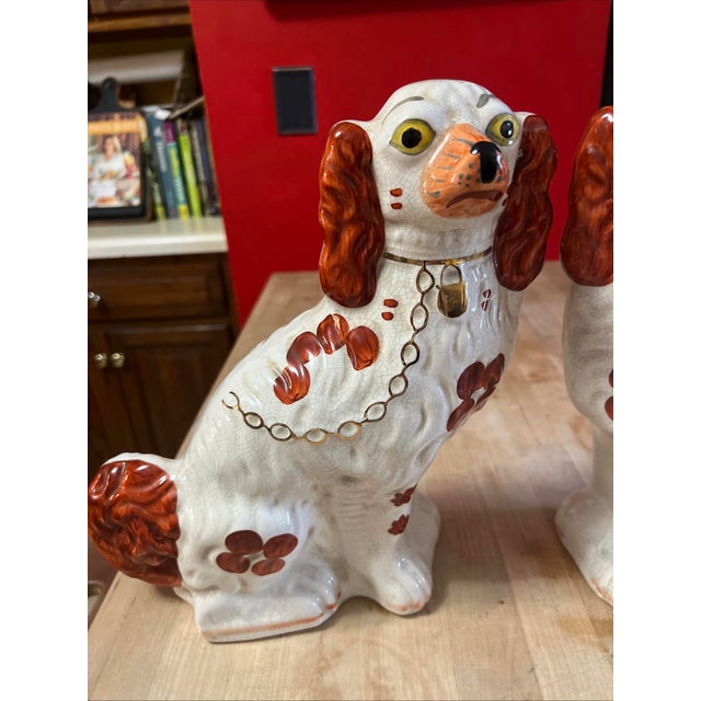 Mid 19th Century Pair of Antique Decorated Staffordshire Dogs, Circa 1860's For Sale - Image 5 of 16