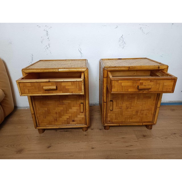 Vintage Bamboo Bedside Tables, 1970s, Set of 2 For Sale - Image 9 of 18