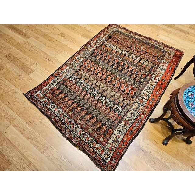 Vintage Persian Malayer Area Rug, Hand-Knotted Wool, Geometric Paisley Pattern, 5x7, Brown & Red For Sale In Chicago - Image 6 of 17