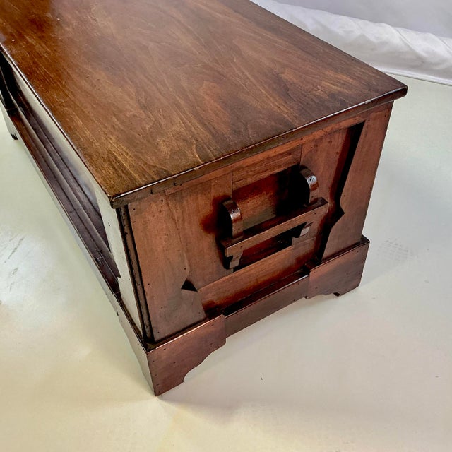 Early 20th C Antique Folk Art Mission Walnut Storage Blanket Chest, Hand Crafted. For Sale - Image 4 of 15