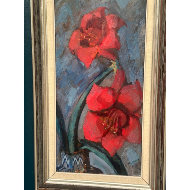 Bertil Wahlberg, Red Flowers, 1950s, Oil on Canvas, Framed For Sale - Image 5 of 18
