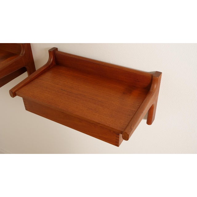 Danish Floating Bedside Tables in Teak, Set of 2 For Sale - Image 4 of 11