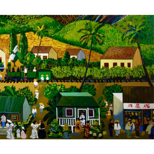 Late 20th Century Guy Buffet Sugar Cane Day, Hawaii C. 1985 Reproduction Print For Sale - Image 5 of 7