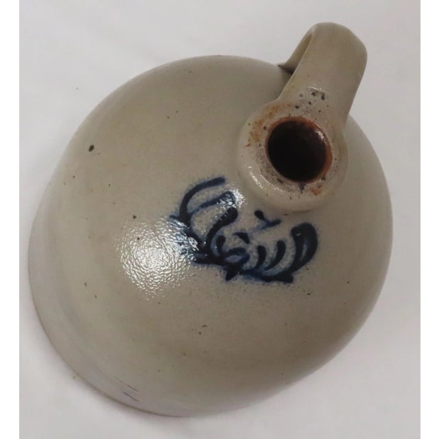 Unusual Antique Late 1800s American Blue Decorated Stoneware 1 Gallon Liquor Jug For Sale - Image 4 of 13