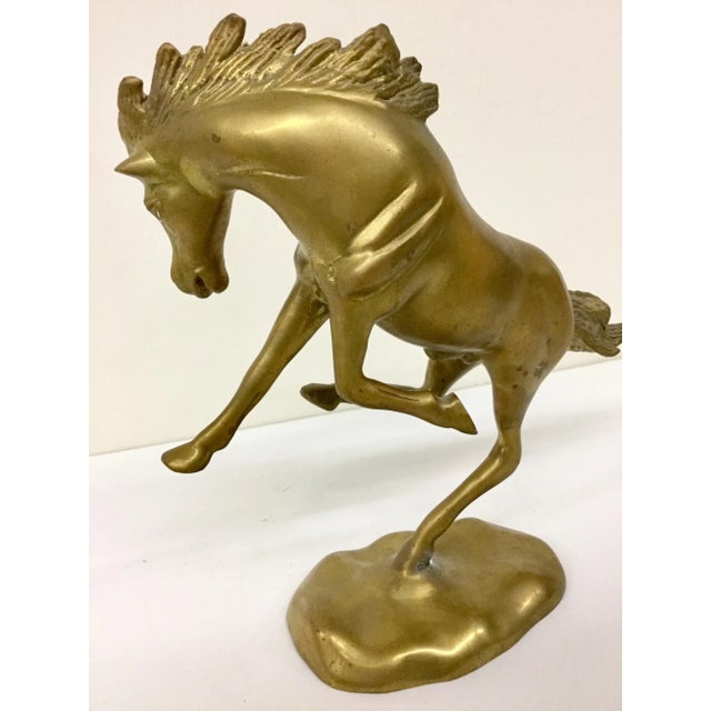 Solid Brass Wild Horse Sculpture For Sale - Image 5 of 11