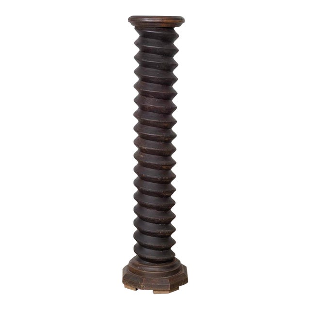 1940s Large French Carved Wood Pedestal Stand For Sale